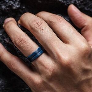 Thunderfit Men's Ring Silicone Band Flexible Comfortable Blue Size 11 6.35mm W